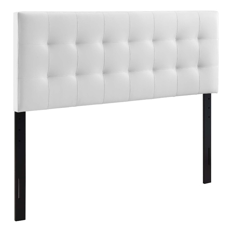 Pemberly Row King Upholstered Faux Leather and Wood Headboard in White