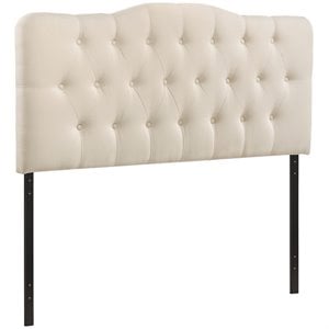 Pemberly Row King Upholstered Polyester Fabric Headboard in Ivory