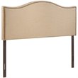 Pemberly Row Queen Nailhead Upholstered Linen Fabric Headboard in Cafe Brown