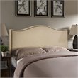 Pemberly Row Queen Nailhead Upholstered Linen Fabric Headboard in Cafe Brown