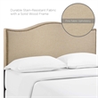 Pemberly Row Queen Nailhead Upholstered Linen Fabric Headboard in Cafe Brown