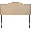 Pemberly Row Queen Nailhead Upholstered Linen Fabric Headboard in Cafe Brown