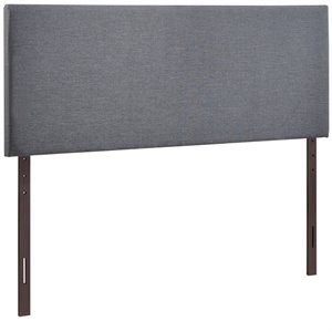 Pemberly Row Queen Upholstered Linen Fabric Headboard in Smoke Gray