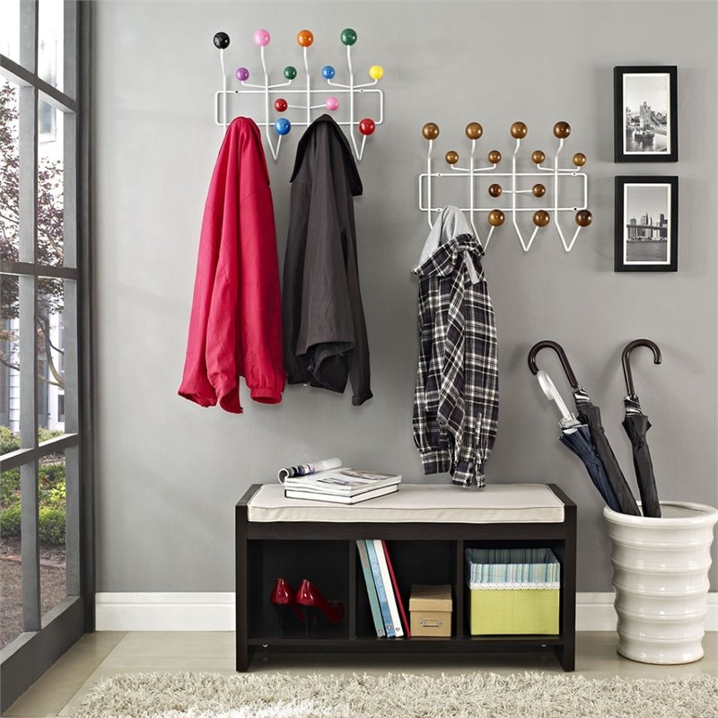 Pemberly Row Modern Wood Iron and Steel Coat Rack in Caramel