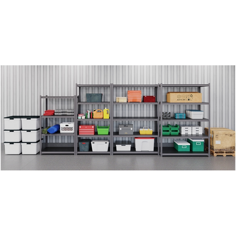 Pemberly Row Metal Shelving 5-Shelf 24Dx48Wx72H in Gunmetal Gray/Black