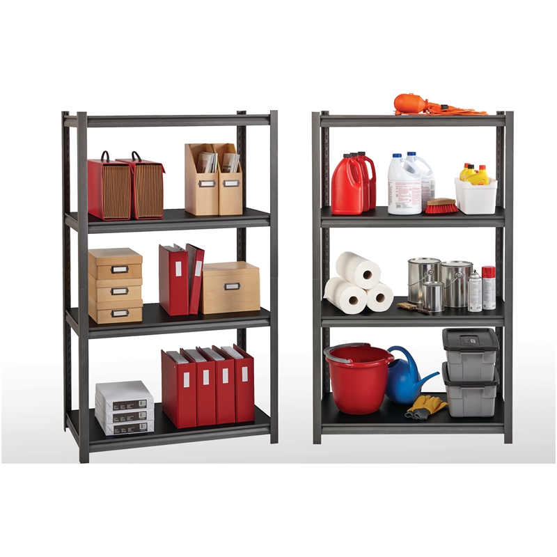 Pemberly Row Metal Shelving 5-Shelf 24Dx48Wx72H in Gunmetal Gray/Black