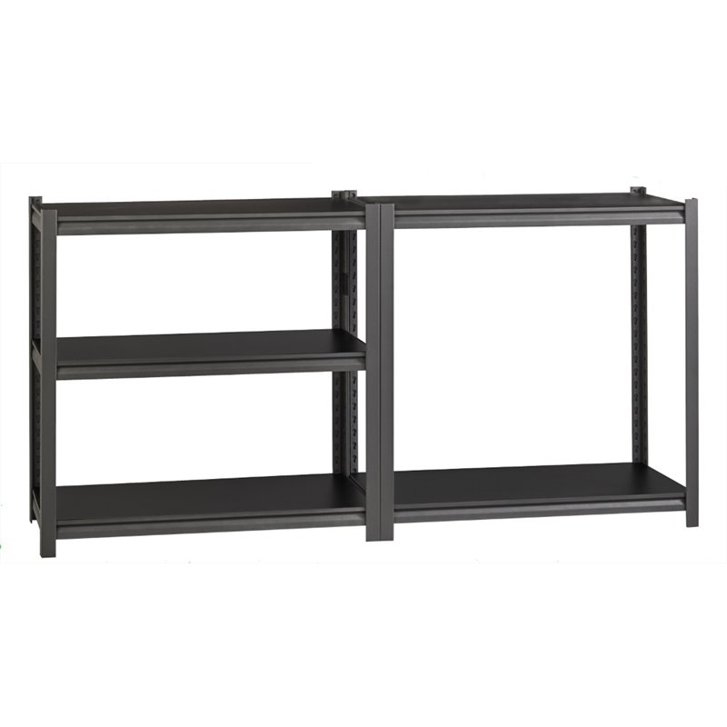 Pemberly Row Metal Shelving 5-Shelf 24Dx48Wx72H in Gunmetal Gray/Black
