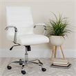 Pemberly Row Mid Back LeatherSoft Office Swivel Chair in White and Chrome