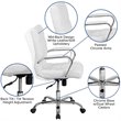 Pemberly Row Mid Back LeatherSoft Office Swivel Chair in White and Chrome
