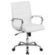 Pemberly Row Mid Back LeatherSoft Office Swivel Chair in White and Chrome