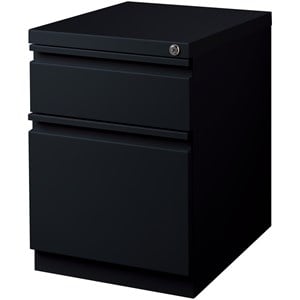 Pemberly Row 20&quotD Mobile Pedestal Filing Cabinet 2-Drawer Box/File - Black