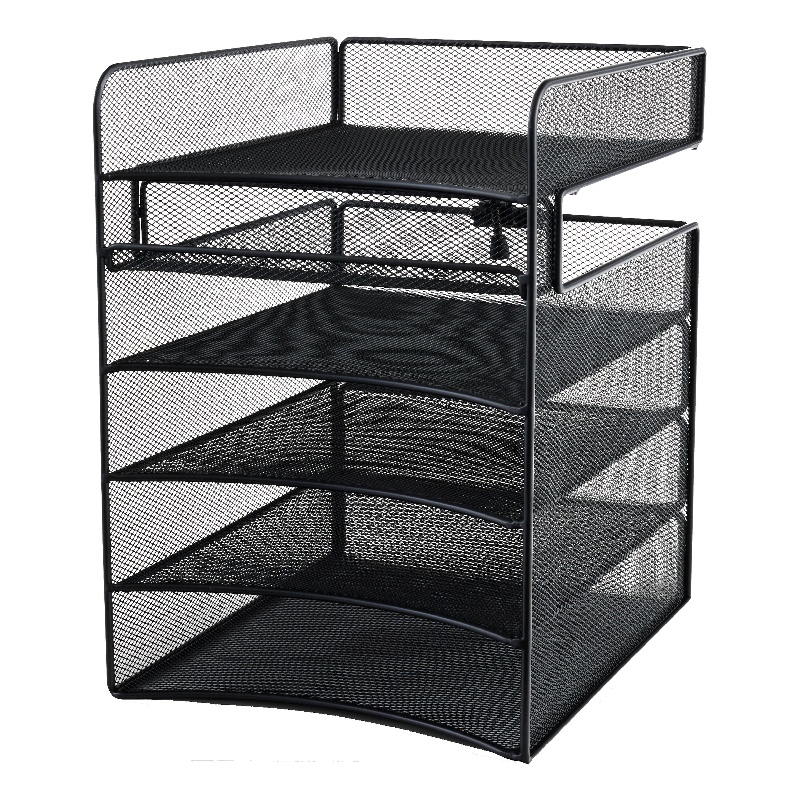 Pemberly Row Horizontal Hanging Metal Desk Organizer in Black