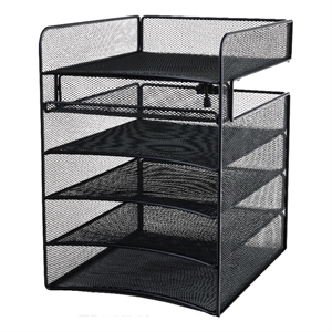 Pemberly Row Horizontal Hanging Metal Desk Organizer in Black