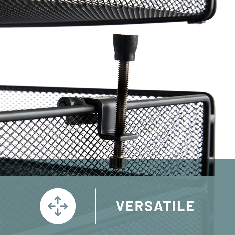 Pemberly Row Horizontal Hanging Metal Desk Organizer in Black