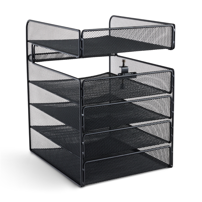Pemberly Row Horizontal Hanging Metal Desk Organizer in Black