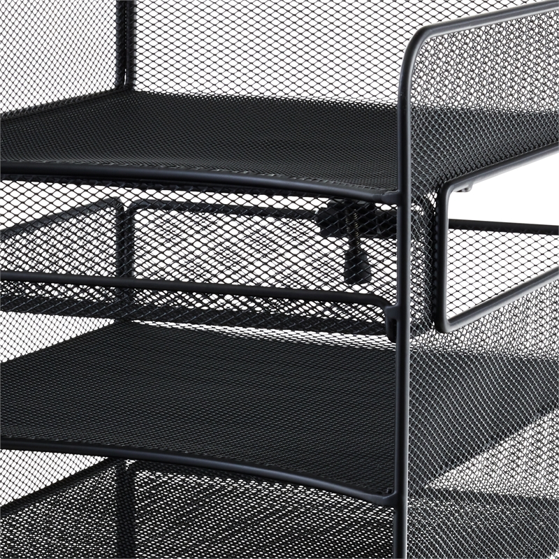 Pemberly Row Horizontal Hanging Metal Desk Organizer in Black