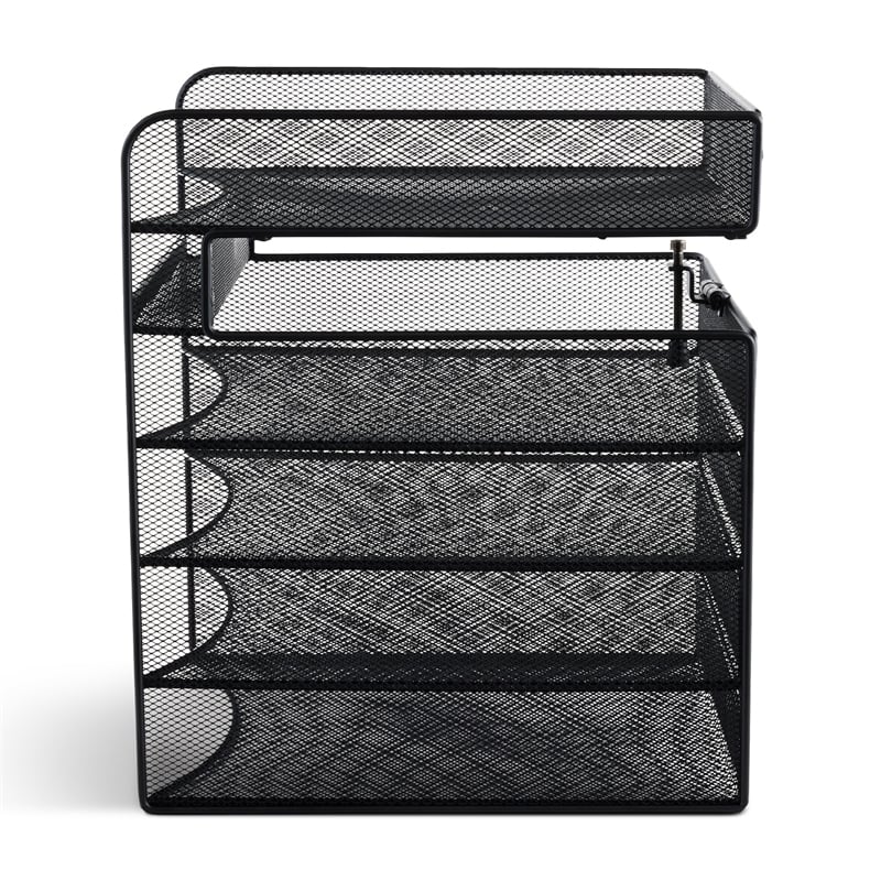 Pemberly Row Horizontal Hanging Metal Desk Organizer in Black