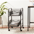 Pemberly Row Contemporary 2-Drawer Metal Mesh File Cart in Black
