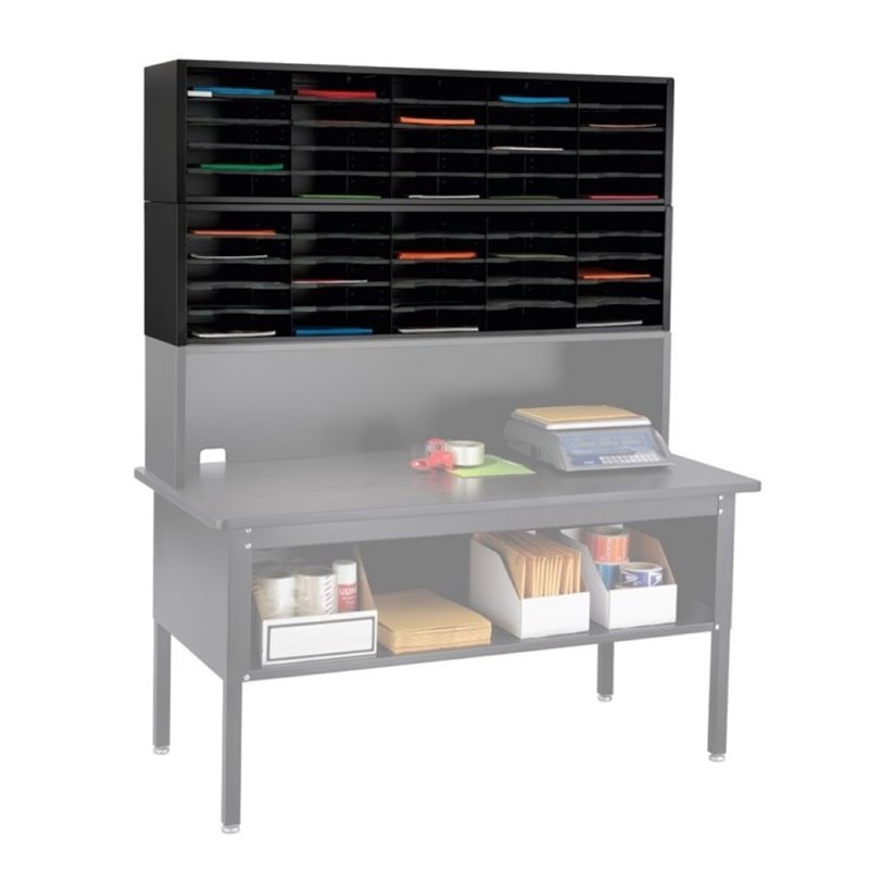 Pemberly Row Contemporary Mailroom Sorter Module in Black Finish