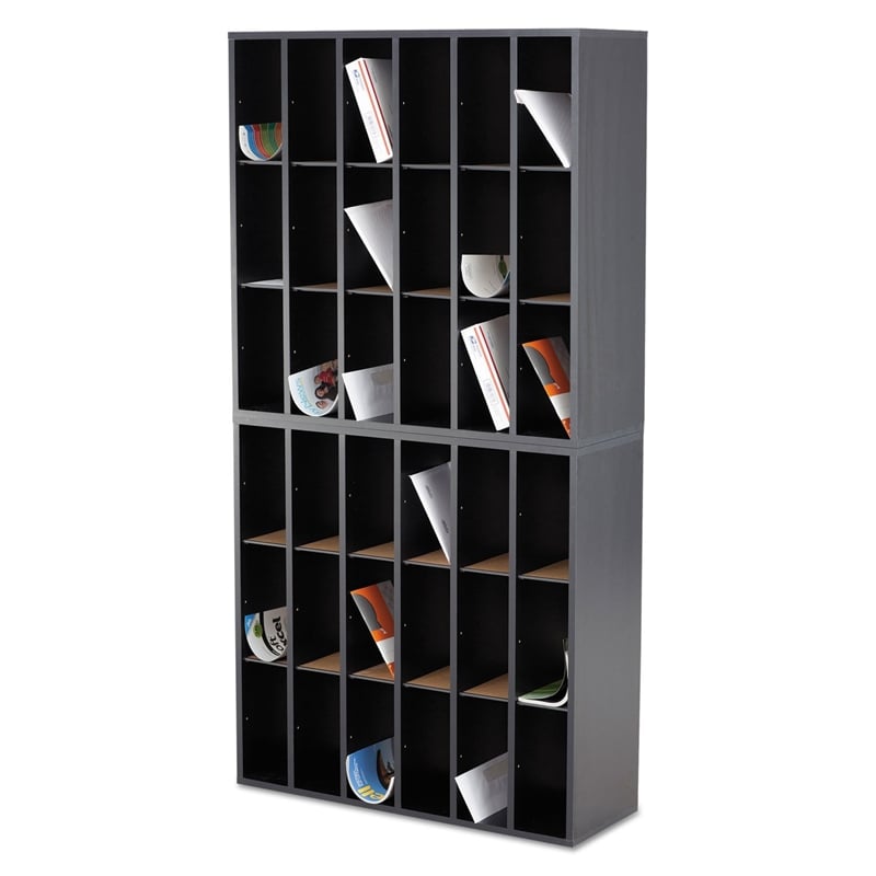 Pemberly Row Contemporary 18 Compartment Mail Sorter in Black