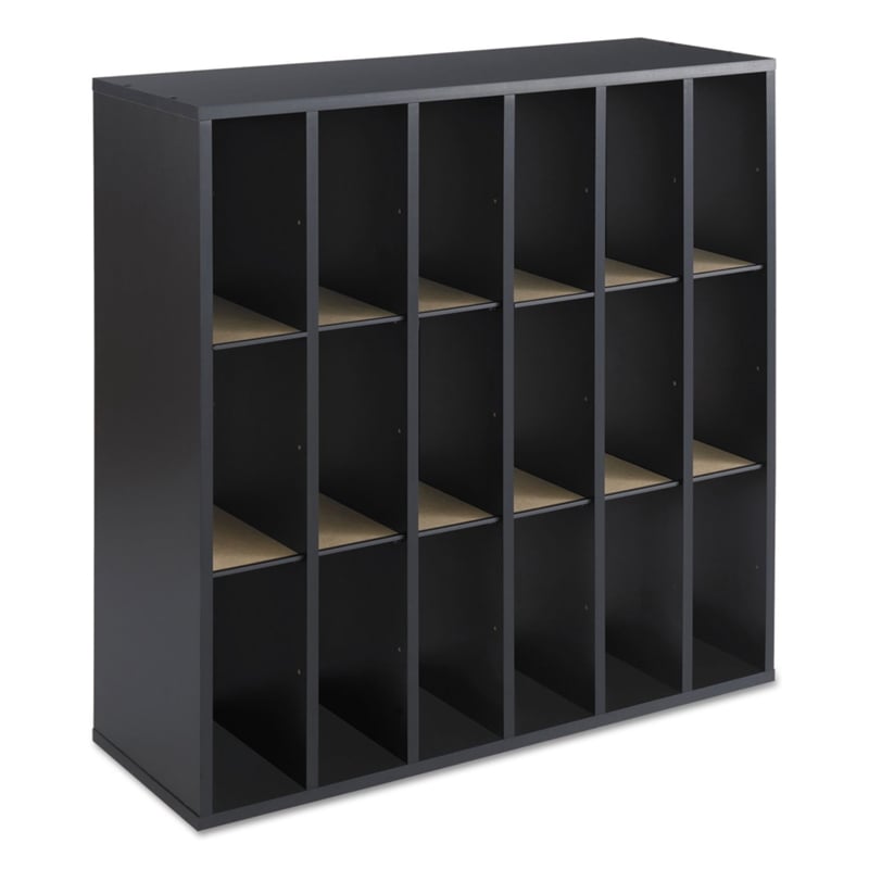 Pemberly Row Contemporary 18 Compartment Mail Sorter in Black