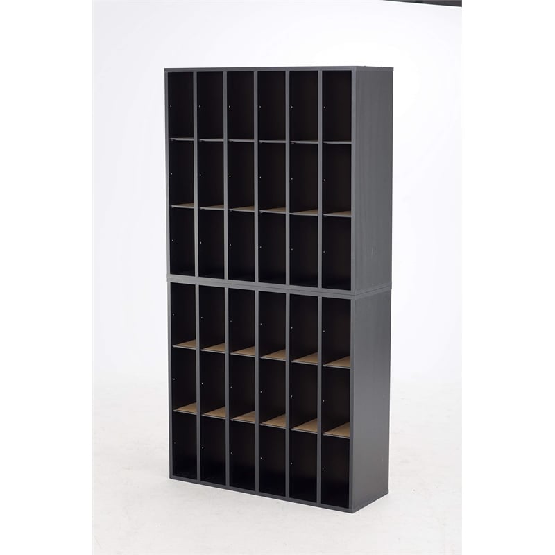 Pemberly Row Contemporary 18 Compartment Mail Sorter in Black