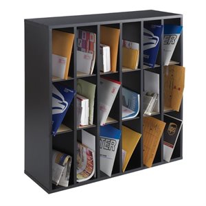 pemberly row contemporary 18 compartment mail sorter in black