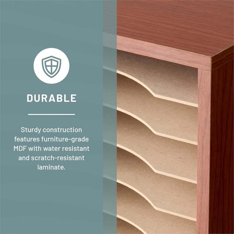 Pemberly Row 11 Compartment Vertical Desk Organizer in Cherry