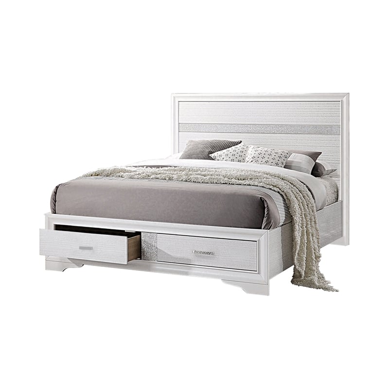 Pemberly Row 5-Piece Wood Queen Storage Panel Bedroom Set in White