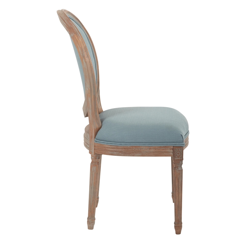 Pemberly Row Oval Back Chair in Klein Sea Blue Fabric Brushed Frame