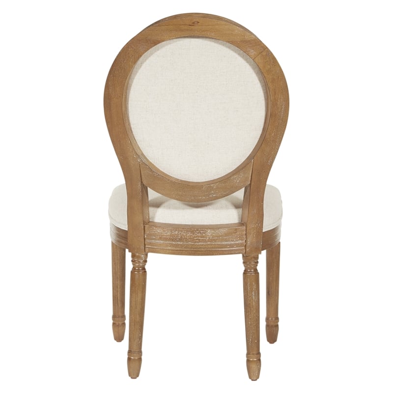 Pemberly Row Modern Oval Back Chair in Linen Beige Brushed Frame
