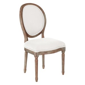 Pemberly Row Modern Oval Back Chair in Linen Beige Brushed Frame