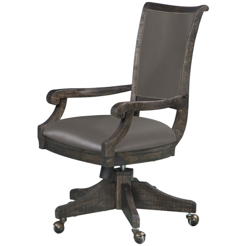 Pemberly Row Contemporary Swivel Chair in Weathered Charcoal