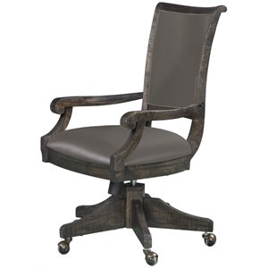 Pemberly Row Contemporary Swivel Chair in Weathered Charcoal