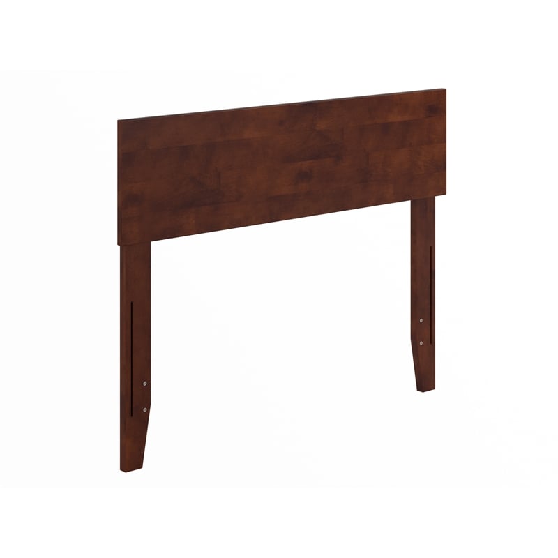 Pemberly Row Twin Panel Solid Wood Headboard with USB Charger in Walnut