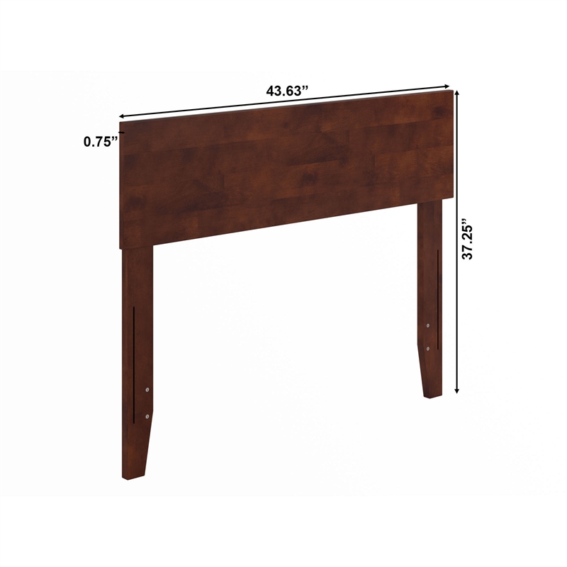 Pemberly Row Twin Panel Solid Wood Headboard with USB Charger in Walnut