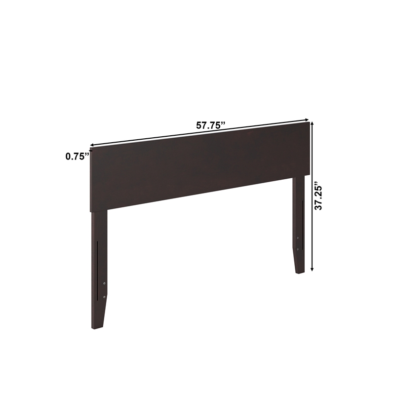 Pemberly Row Full Panel Solid Wood Headboard with USB Charger in Espresso