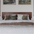 Pemberly Row Full Panel Solid Wood Headboard with USB Charger in Walnut