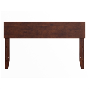 Pemberly Row Full Panel Solid Wood Headboard with USB Charger in Walnut