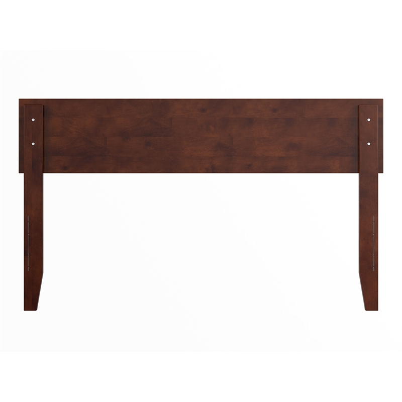 Pemberly Row Full Panel Solid Wood Headboard with USB Charger in Walnut
