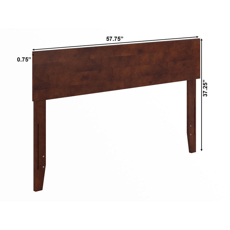 Pemberly Row Full Panel Solid Wood Headboard with USB Charger in Walnut