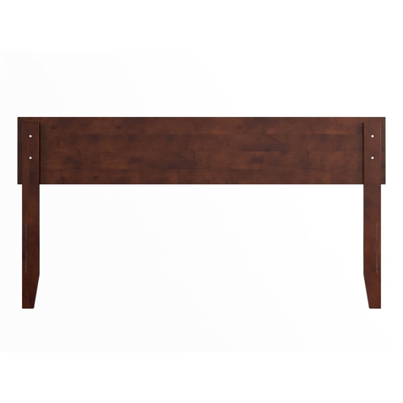 Pemberly Row Queen Wood Panel Headboard with USB Charger in Walnut