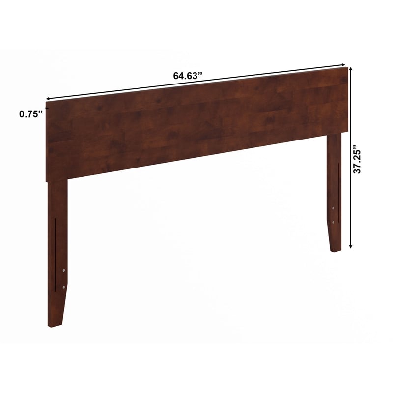 Pemberly Row Queen Wood Panel Headboard with USB Charger in Walnut