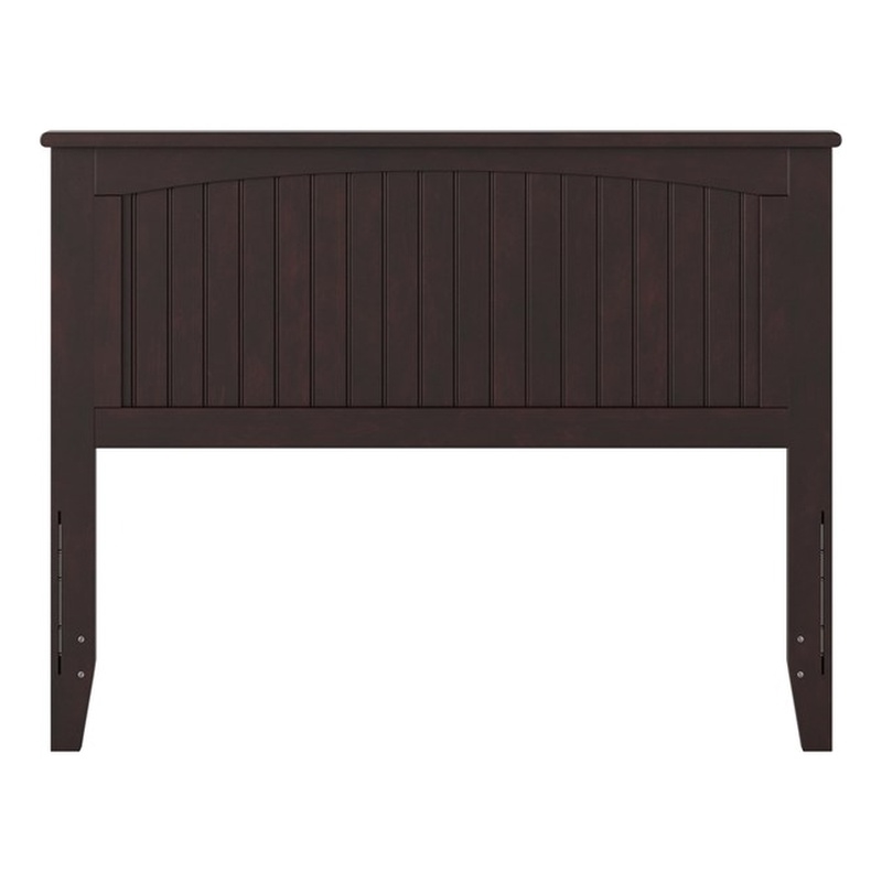 Pemberly Row Full Wood Panel Headboard with USB Charging Station in Espresso