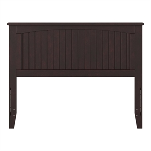 Pemberly Row Full Wood Panel Headboard with USB Charging Station in Espresso