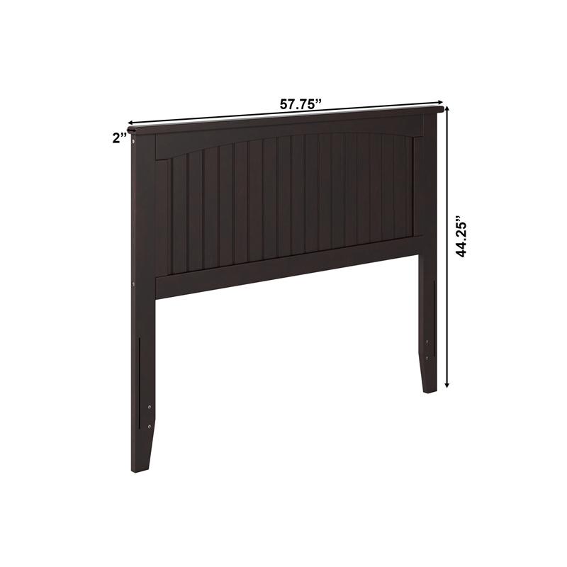 Pemberly Row Full Wood Panel Headboard with USB Charging Station in Espresso
