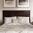 Pemberly Row Queen Solid Wood Panel Headboard with Device Charger in Espresso