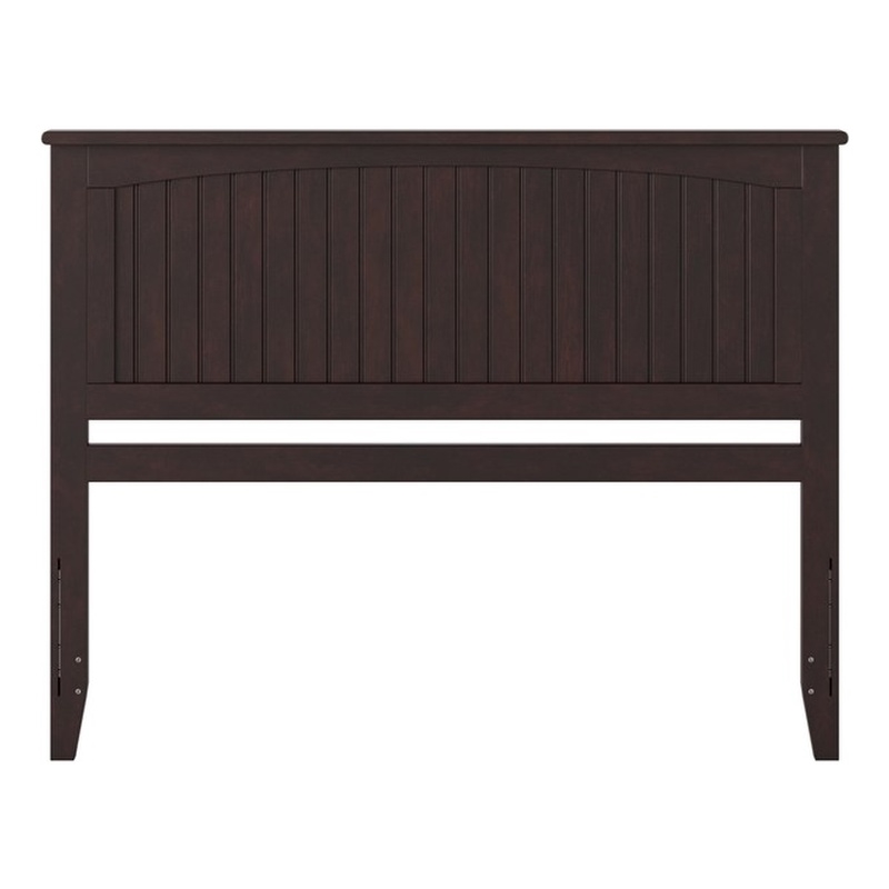 Pemberly Row Queen Solid Wood Panel Headboard with Device Charger in Espresso