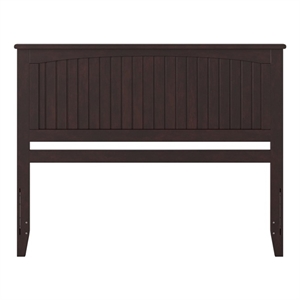 Pemberly Row Queen Solid Wood Panel Headboard with Device Charger in Espresso