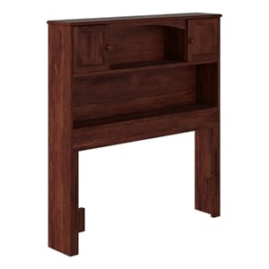 Pemberly Row Twin Wood Bookcase Headboard with Device Charger in Walnut